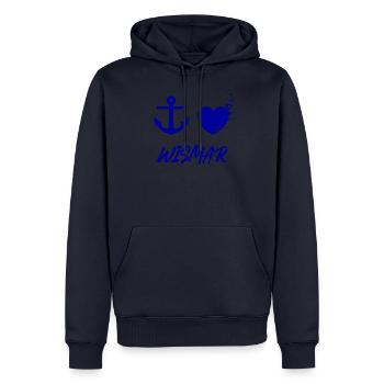 I love Wismar - Männer Premium Bio Hoodie - Navy - Vorne - Nico (187cm)