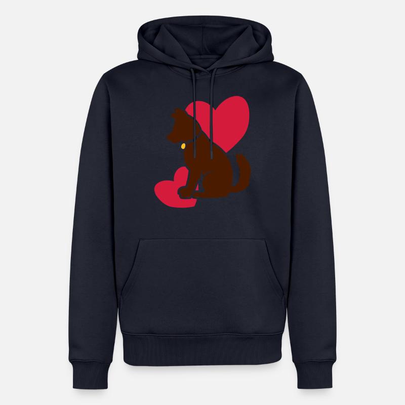 Chien mignon avec des coeurs - Sweat à capuche Premium bio Homme - bleu marine