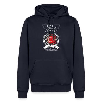 Ich brauche keine Therapie, ich muss nach Istanbul - Männer Premium Bio Hoodie - Navy - Vorne - Nico (187cm)