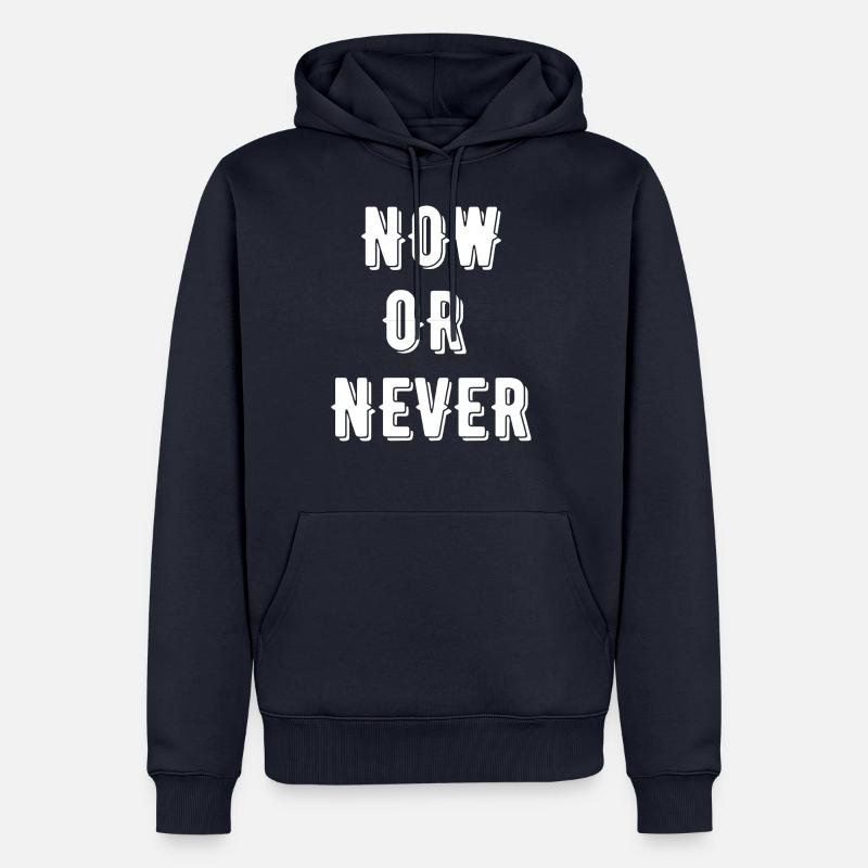 Now Or Never - Sweat à capuche Premium bio Homme - bleu marine