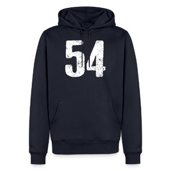 54 Nombre Vintage - Sweat à capuche Premium bio Homme - bleu marine - Devant - Nico (187cm)