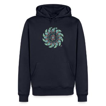 Worldflower 20 (Cut-Out) by RandomShern - Men’s Premium Organic Hoodie - navy - Front - Nico (187cm)