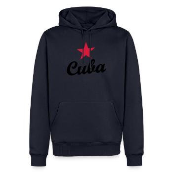 CUBA OLD SCHOOL - Sweat à capuche Premium bio Homme - bleu marine - Devant - Nico (187cm)