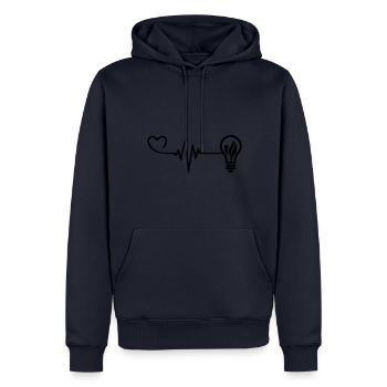 Ampoule Pulse Heart Love - Sweat à capuche Premium bio Homme - bleu marine - Devant - Nico (187cm)
