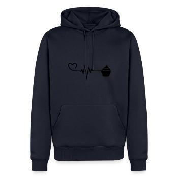 Muffin Pulse Heart Love - Sweat à capuche Premium bio Homme - bleu marine - Devant - Nico (187cm)