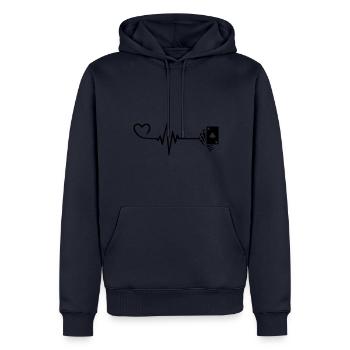 Card Poker Pulse Heart Love - Men’s Premium Organic Hoodie - navy - Front - Nico (187cm)