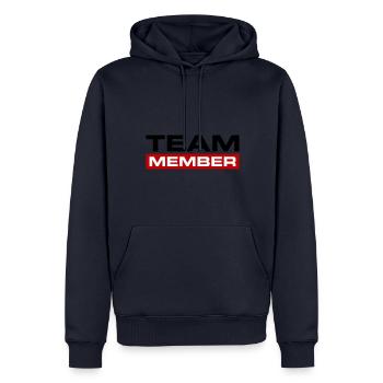 Team Member - Men’s Premium Organic Hoodie - navy - Front - Nico (187cm)