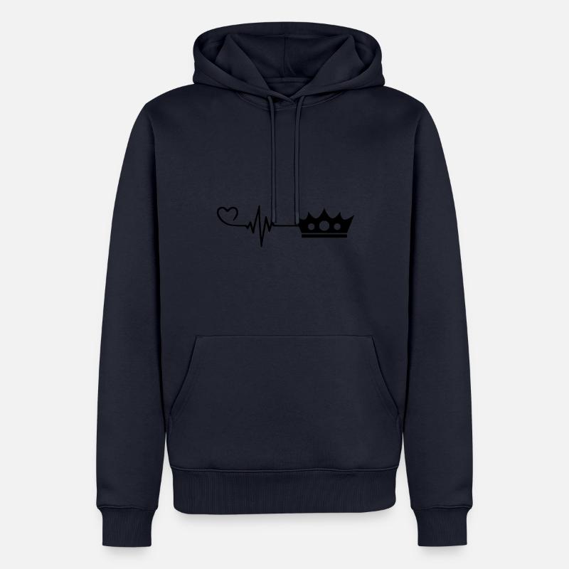 Couronne Amour Pulse Cœur - Sweat à capuche Premium bio Homme - bleu marine