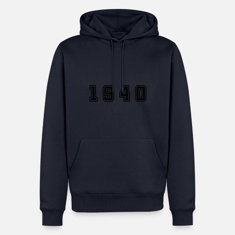 1940 numéro d'année - Sweat à capuche Premium bio Homme - bleu marine