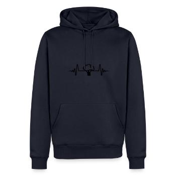 Broccoli Pulse - Men’s Premium Organic Hoodie - navy - Front - Nico (187cm)