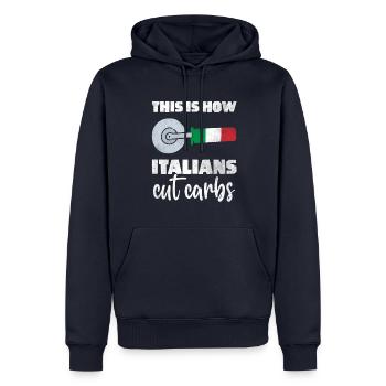 This Is How Italians Cut Carbs Fun Pizza Cutter - Männer Premium Bio Hoodie - Navy - Vorne - Nico (187cm)