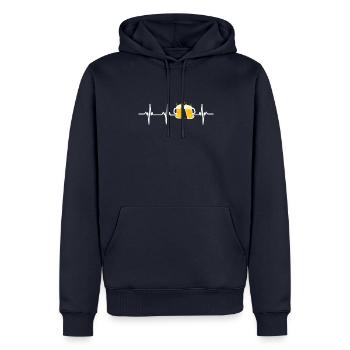 Herzschlag Bier Humor Alkohol Mann Aperitif - Männer Premium Bio Hoodie - Navy - Vorne - Nico (187cm)