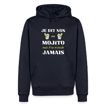 dit non mojito femme humour alcool apéro drôle - Sweat à capuche Premium bio Homme - bleu marine - Devant - Nico (187cm)