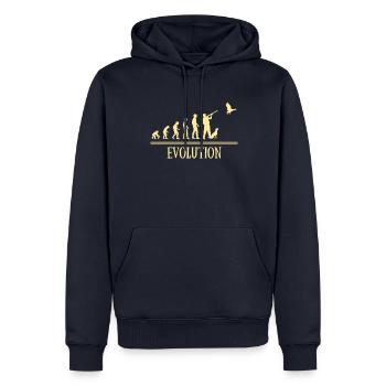 evolution hunting man humor hunter duck - Men’s Premium Organic Hoodie - navy - Front - Nico (187cm)