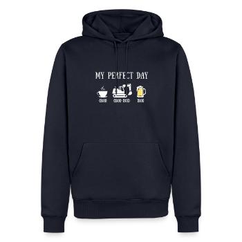 Mein perfekter Tag Baggermann Humor Baustelle - Männer Premium Bio Hoodie - Navy - Vorne - Nico (187cm)