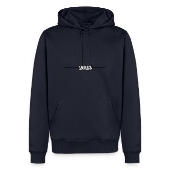 2025 - Männer Premium Bio Hoodie - Navy - Vorne - Nico (187cm)