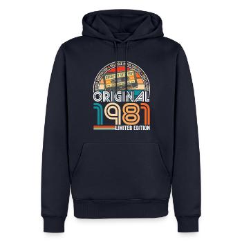 Geburtstag 1981 Retro Vintage Kassette Tape - Männer Premium Bio Hoodie - Navy - Vorne - Nico (187cm)