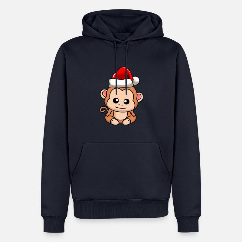 Singe Comic Christmas - Sweat à capuche Premium bio Homme - bleu marine