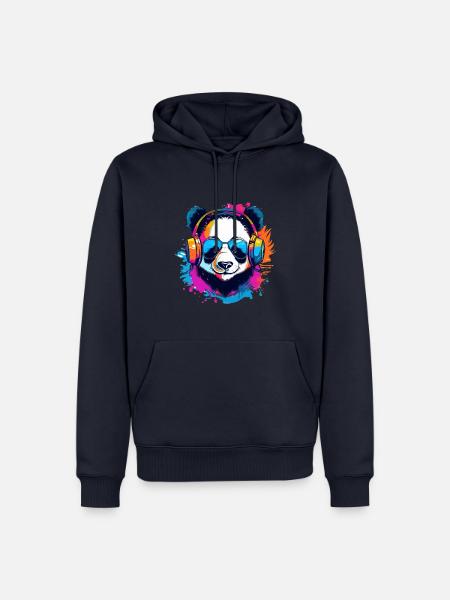 bunter Panda DJ - Männer Premium Bio Hoodie - Navy
