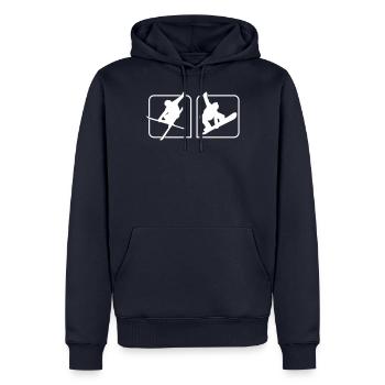 Ski und Snowboard Freestyle - Männer Premium Bio Hoodie - Navy - Vorne - Nico (187cm)