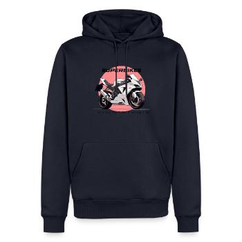 SUPERBIKES lifes too short for a boring motorbike - Männer Premium Bio Hoodie - Navy - Vorne - Nico (187cm)