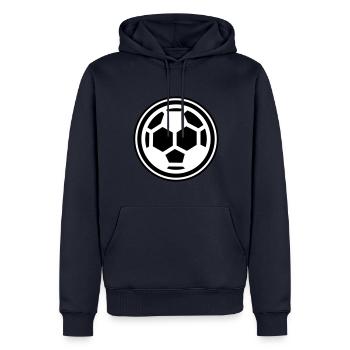 Soccer soccer - Sweat à capuche Premium bio Homme - bleu marine - Devant - Nico (187cm)