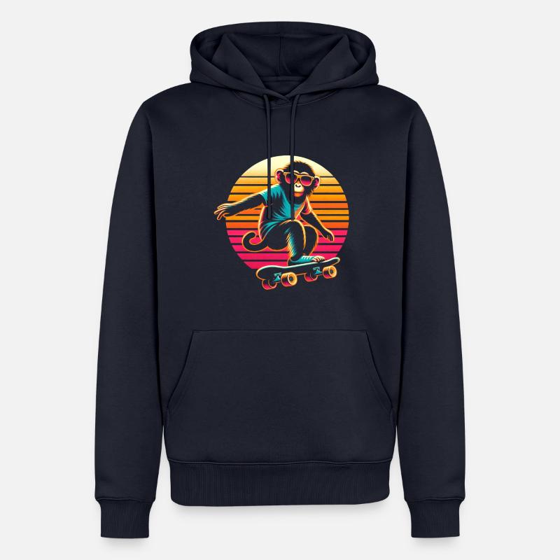 Planche à roulettes Monkey - Sweat à capuche Premium bio Homme - bleu marine