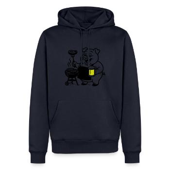Porc Griller Bière - Sweat à capuche Premium bio Homme - bleu marine - Devant - Nico (187cm)