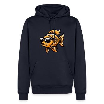Poisson rouge Bande dessinée cool - Sweat à capuche Premium bio Homme - bleu marine - Devant - Nico (187cm)
