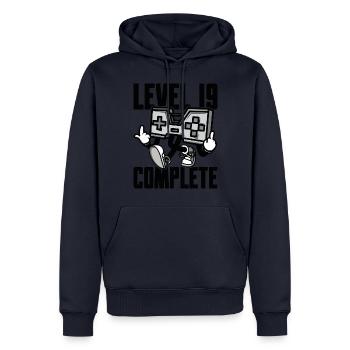 Level 19 Complete Birthday Gift 19 Years - Men’s Premium Organic Hoodie - navy - Front - Nico (187cm)