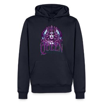 Reine heureuse royaume heureux Reine Couronne Dire - Sweat à capuche Premium bio Homme - bleu marine - Devant - Nico (187cm)