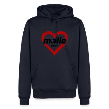 Malle 2025 Herz Liebe - Männer Premium Bio Hoodie - Navy - Vorne - Nico (187cm)