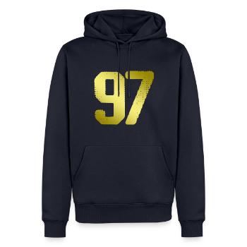 97 number jersey - Men’s Premium Organic Hoodie - navy - Front - Nico (187cm)