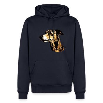 Tête de chien lévrier Animal - Sweat à capuche Premium bio Homme - bleu marine - Devant - Nico (187cm)