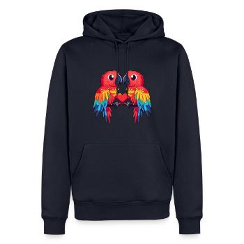 Papagai Paar Herz - Männer Premium Bio Hoodie - Navy - Vorne - Nico (187cm)