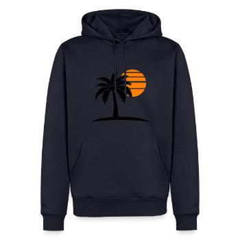 Palm Tree Sun Island - Sweat à capuche Premium bio Homme - bleu marine - Devant - Nico (187cm)