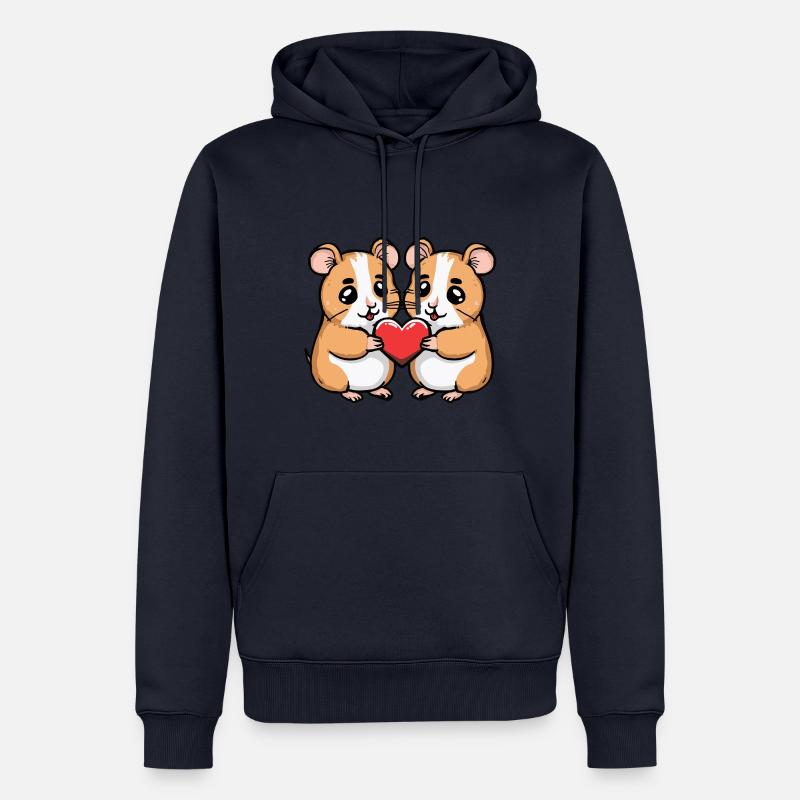 Hamster Couple Saint-Valentin - Sweat à capuche Premium bio Homme - bleu marine