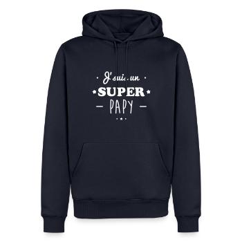 Super papy,cadeau grand-père - Sweat à capuche Premium bio Homme - bleu marine - Devant - Nico (187cm)