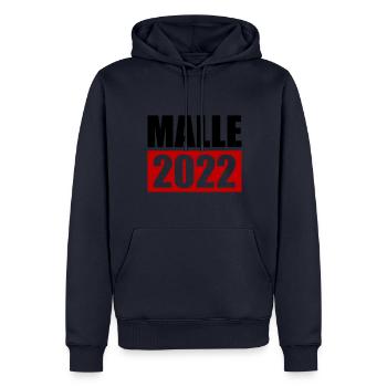 malle 2022 - Sweat à capuche Premium bio Homme - bleu marine - Devant - Nico (187cm)