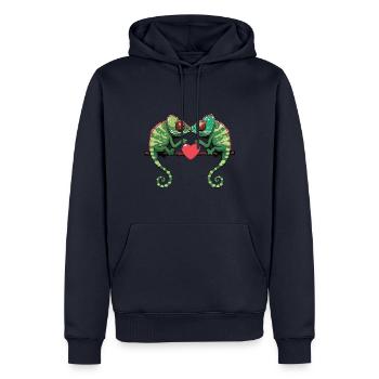 Caméléon Couple Saint-Valentin - Sweat à capuche Premium bio Homme - bleu marine - Devant - Nico (187cm)