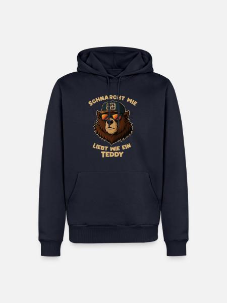 Vatertag T-Shirt PapaBear Retro Bär Spruch Lustig - Männer Premium Bio Hoodie - Navy