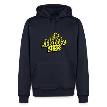 Malle 2023 - Sweat à capuche Premium bio Homme - bleu marine - Devant - Nico (187cm)