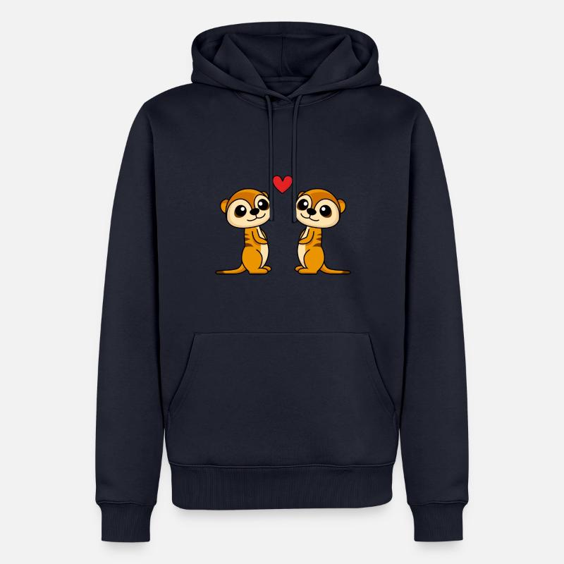 Erdmännchen Comic Paar liebe - Männer Premium Bio Hoodie - Navy