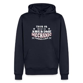 Mécanicien automobile, mécatronicien, mécanicien automobile - Sweat à capuche Premium bio Homme - bleu marine - Devant - Nico (187cm)