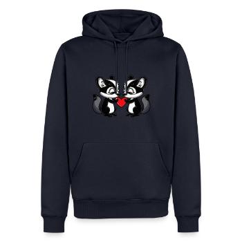 Skunk Couple Saint-Valentin - Sweat à capuche Premium bio Homme - bleu marine - Devant - Nico (187cm)