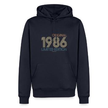 Vintage Limited Edition 1986 Geburtstag - Männer Premium Bio Hoodie - Navy - Vorne - Nico (187cm)