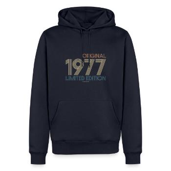 Vintage Edition Limitée1977 - Sweat à capuche Premium bio Homme - bleu marine - Devant - Nico (187cm)