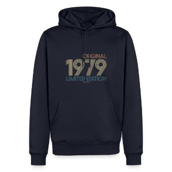 Vintage Edition Limitée 1979 Année de naissance - Sweat à capuche Premium bio Homme - bleu marine - Devant - Nico (187cm)