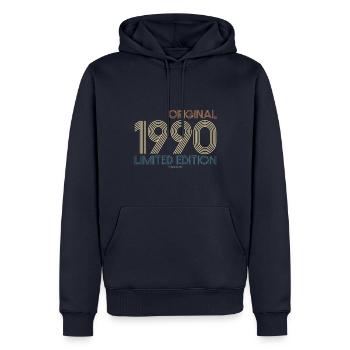 Vintage Edition Limitée 1990 Année de Naissance - Sweat à capuche Premium bio Homme - bleu marine - Devant - Nico (187cm)