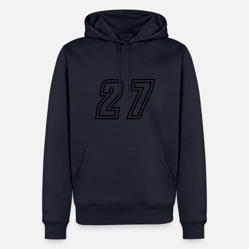 27 Numéro de numéro - Sweat à capuche Premium bio Homme - bleu marine